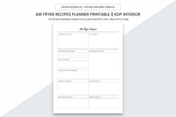 Air Fryer Recipes Planner Kdp Notes