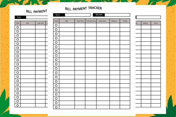 Bill Payment Kdp Tracker Logbook