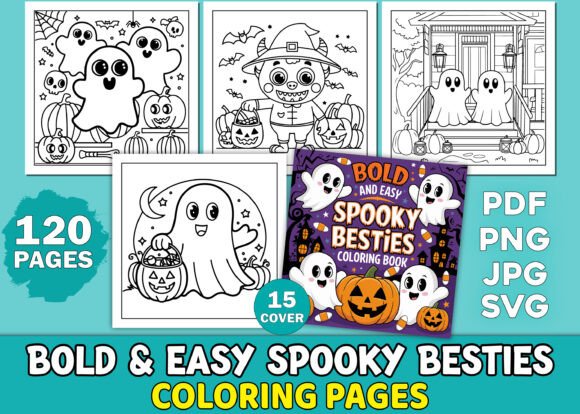 Bold Easy Spooky Besties Coloring Book
