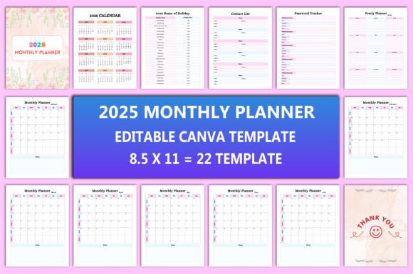 Editable 2025 Monthly Planner Interior