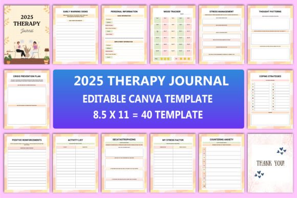 Editable 2025 Therapy Journal Interior: Your Flexible, Real-World Mental Wellness Companion