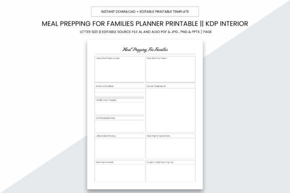 Meal Prepping for Families Kdp Planner
