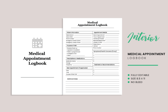 Medical Appointment Logbook KDP Interior