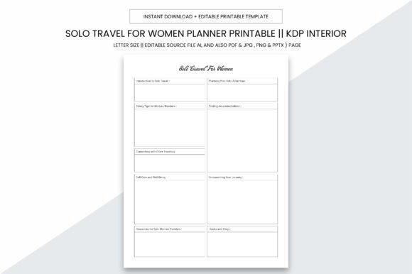 Solo Travel for Women KDP Planner: Your All-in-One Companion for Confident, Organized, and Empowering Journeys